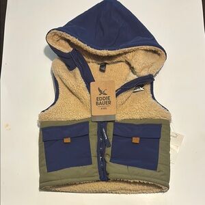 Eddie Bauer Kids Blue and Tan Fleece Vest